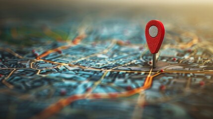 A red marker on a map symbolizing a location.
Useful for illustrating topics related to navigation, tourism, logistics, or geolocation services.