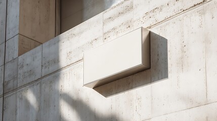 Modern Rectangular White Light Fixture on Concrete Wall with Shadow Play