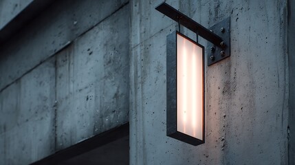 Modern Rectangular Wall Light Fixture Mounted on Concrete Wall with Minimalist Industrial Style