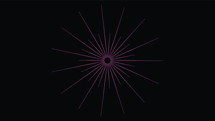 radial starburst pattern with glowing purple lines on black background – futuristic geometric digital art