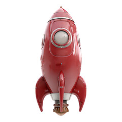 Red Retro Rocket Ship on Transparent Background