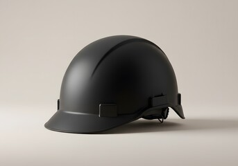 Fototapeta premium Black Hard Hat Safety Helmet, Industrial Head Protection