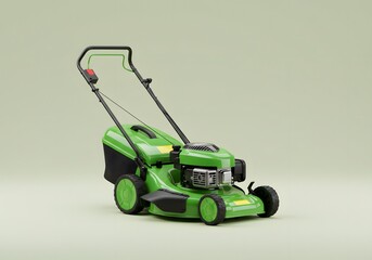 Fototapeta premium Green Lawn Mower on Isolated Background