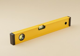 Yellow Spirit Level Tool on Beige Background