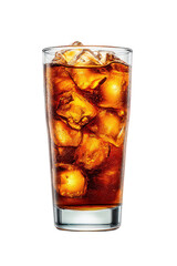 Refreshing Brown Soda Drink with Ice in Tall Glass