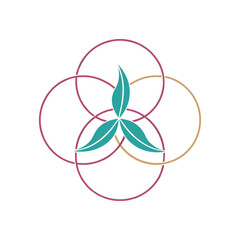 Minimal Geometric Floral Symbol with Overlapping Circles Design