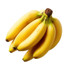 Ripe Yellow Bananas Bunch Isolated on Transparent Background