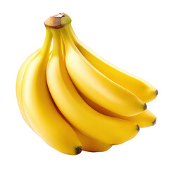 Ripe Yellow Bananas Bunch on Transparent Background