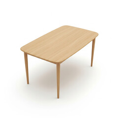 Wooden dining table with rounded corners and tapered legs