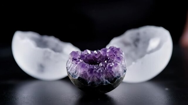 Kitchen knife blade applying direct pressure to the delicate surface of a white frosted egg, symbolizing fragility, stress, and vulnerability on a dark background