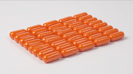 Naklejka premium Arrangement of orange gelatin capsules on a white surface