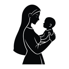 Mother and child silhouette family illustration
