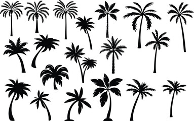 date tree silhouette vector set