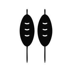 Two meat skewers on sticks, grilling food.