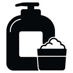 Obraz premium Black silhouette of lotion bottle and container with foam graphic