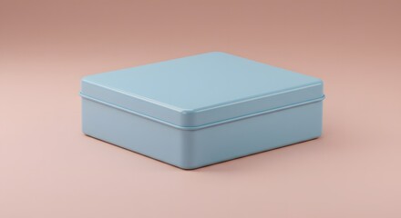 Light Blue Square Tin Box on Pink Background
