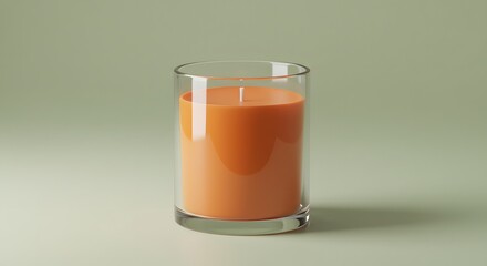 Orange Candle in Glass Holder on Neutral Background
