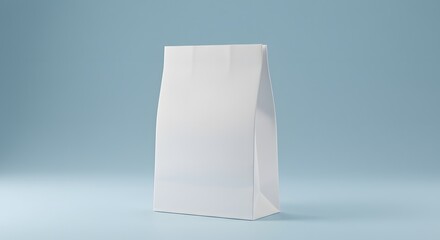 Blank White Paper Bag Mockup on Light Blue Background
