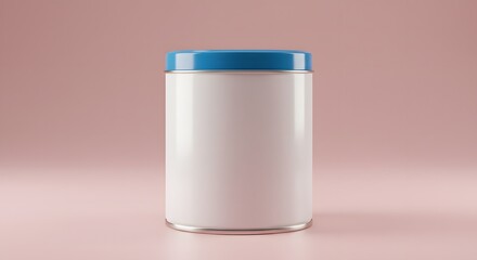 White Jar with Blue Lid Mockup for Cosmetic or Food Product