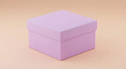 Lilac Gift Box Mockup on Beige Background