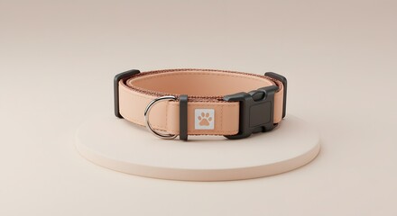 Stylish Beige Dog Collar with Paw Print Design
