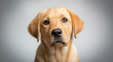 Adorable Young Labrador Retriever Puppy Looking Directly Forward