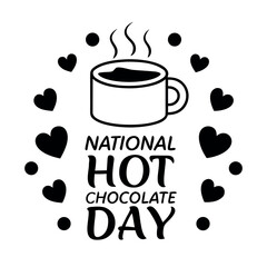 Black color National Hot Chocolate Day Design, Solid White Background (3).eps