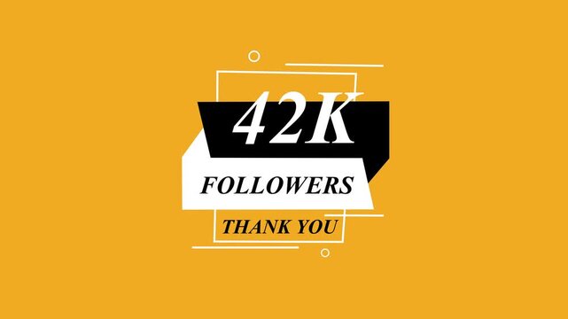 Glowing Beautiful 42K Followers Thank You Banner Text Icon Animation Digital Graphic Design Shining Effect Modern Celebration Template