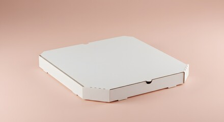Blank White Pizza Box on Pale Pink Background for Mockup