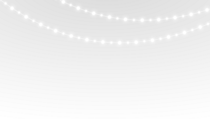 Card garland with glowing festive decorative christmas lights png.
