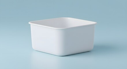 White Square Plastic Container Mockup on Blue Background