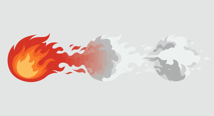 Obraz premium Fire to smoke effect Orange fireball fades to gray smoke cloud transitioning through red gray and white