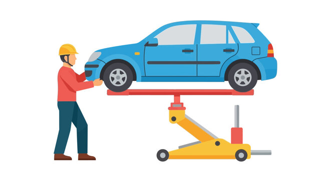 Auto repair with mechanic illustration showcasing car maintenance and mechanical assistance