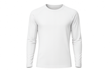 White long sleeve t-shirt isolated on transparent background, apparel mockup