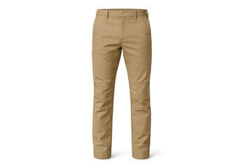 Khaki colored trousers isolated on transparent background, stylish clothing
