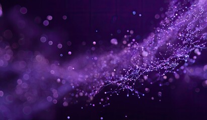 Abstract purple image with floating spheres, lines, and a blurred, bokeh-like effect