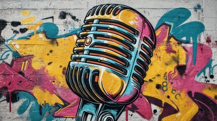 Obraz premium Colorful street art graffiti texture on a brick city wall