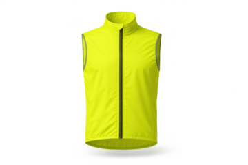 Bright yellow cycling vest isolated on transparent background, sporty apparel