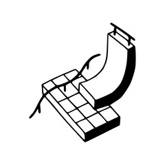 skatepark quarter pipe ramp outline illustration
