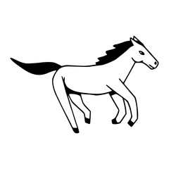 running horse outline doodle illustration