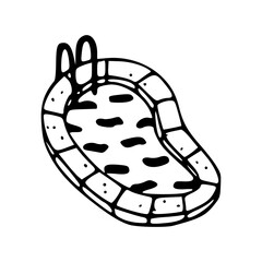 summer fun: outline drawing of a backyard swimming pool