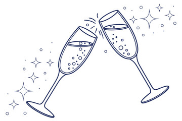 Two Champagne Glasses Clinking To Celebrate a Festive Occasion