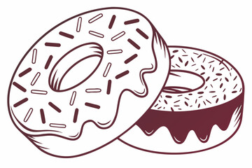 Two donuts with sprinkles in a simple outline design