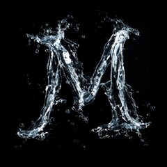 Letter M Realistic Water Letters Overlays Collection for Commercial Use with Transparent Background and Customizable Text in Various Fonts and Styles