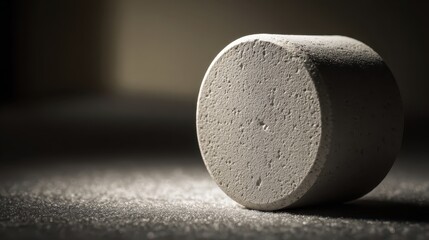 Close up of round opaque white medicine pill