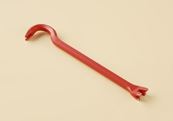 Red Crowbar on Neutral Background - Construction Tool