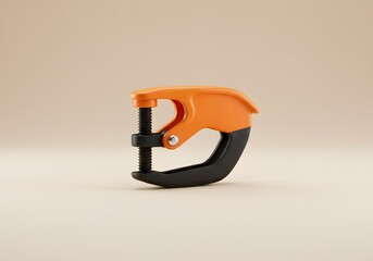 Orange and Black G-Clamp on Beige Background