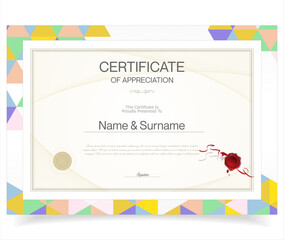 Minimalist certificate of appreciation border template. Award diploma. Certificate or diploma retro design template stock illustration