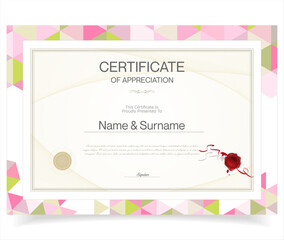 Minimalist certificate of appreciation border template. Award diploma. Certificate or diploma retro design template stock illustration