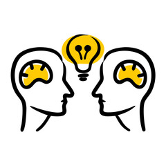 Coaching With Two Heads Sharing Knowledge Icon For Web And Graphic Design